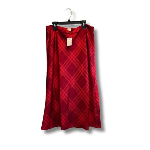 J. Crew Dresses & Skirts - NWT J. Crew Slip Straight Midi Skirt Red Plaid Crimson Medium